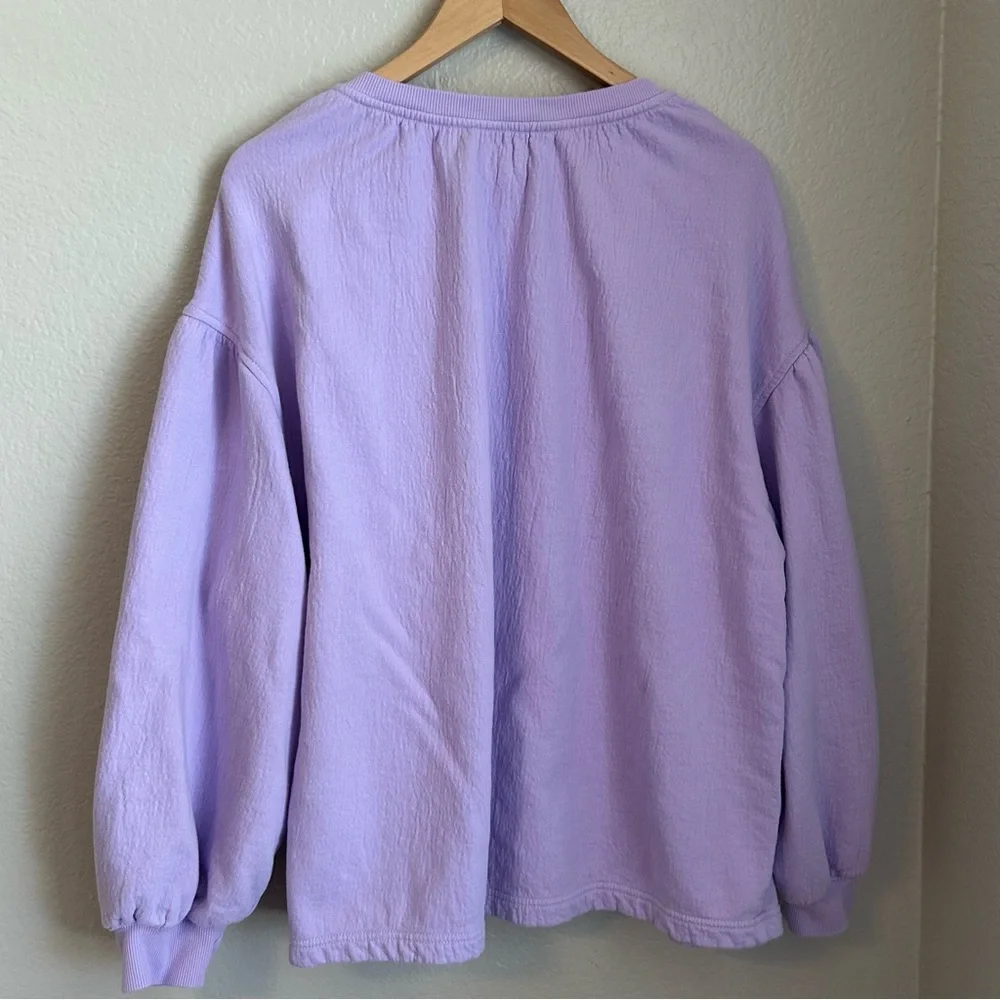 Aerie Women’s Easy Street Cotton Oversized Gauzy Sweatshirt in Lavender, Large - Picture 7 of 8
